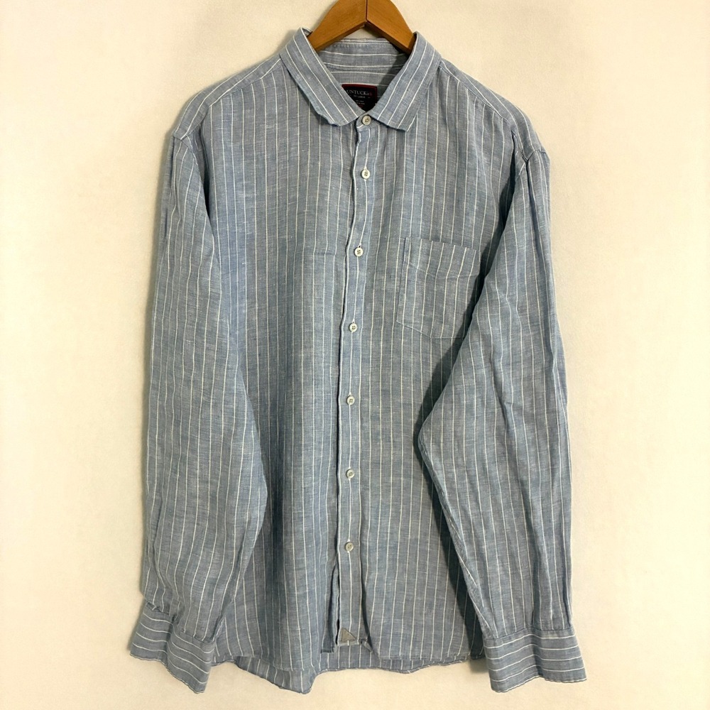 UnTUCKit Linen Shirt Mens Size‎ XXL Long Sleeve Button Up Striped Preppy Travel